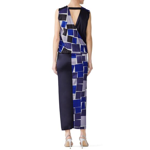 RTR Zero + Maria Cornejo Jazmine Multi Blue Geo Print Sleeveless Maxi Dress Sz 2 - Picture 2 of 6
